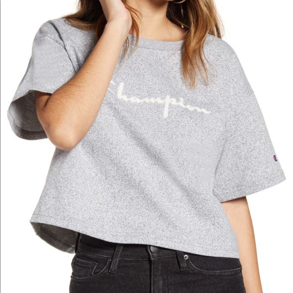 Champion heritage crop heather grey tshirt